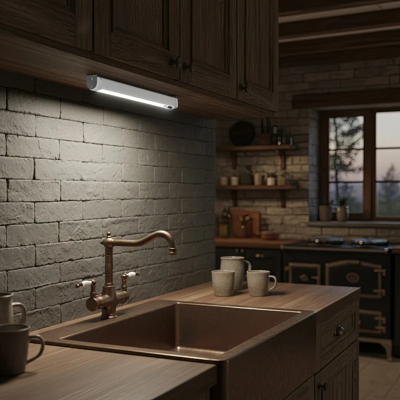 2x Maclean LED kitchen light, under-cabinet, 9 SMD, battery-powered, PIR sensor on/off, MCE166 + 6x R-06/AA/LR06 1.5V VARTA Longlife Power batteries