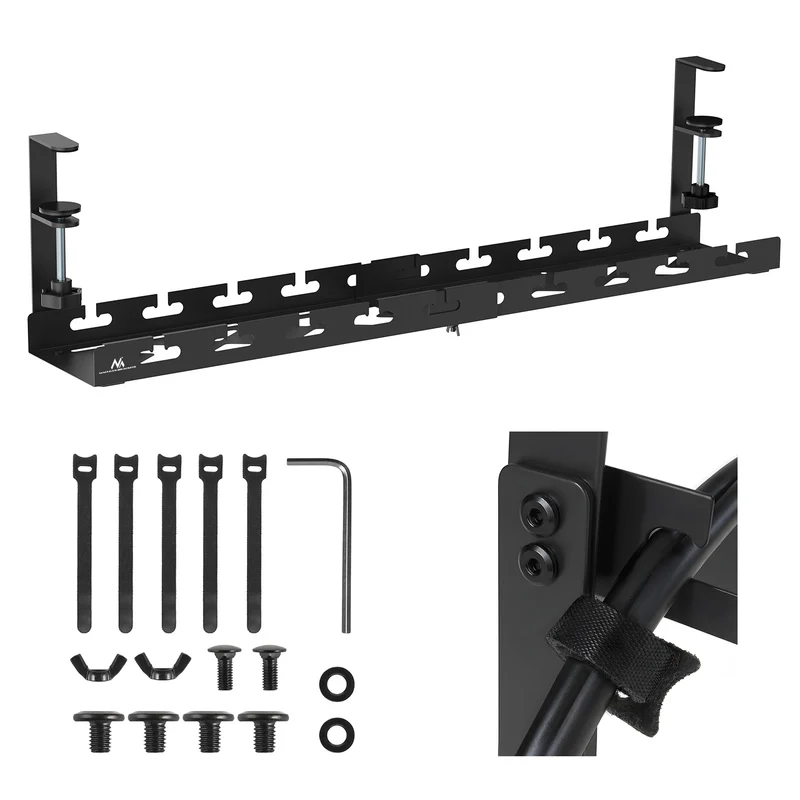 Maclean under-desk cable organizer, max. load 5kg, max. 728mm, black, MC-103 B
