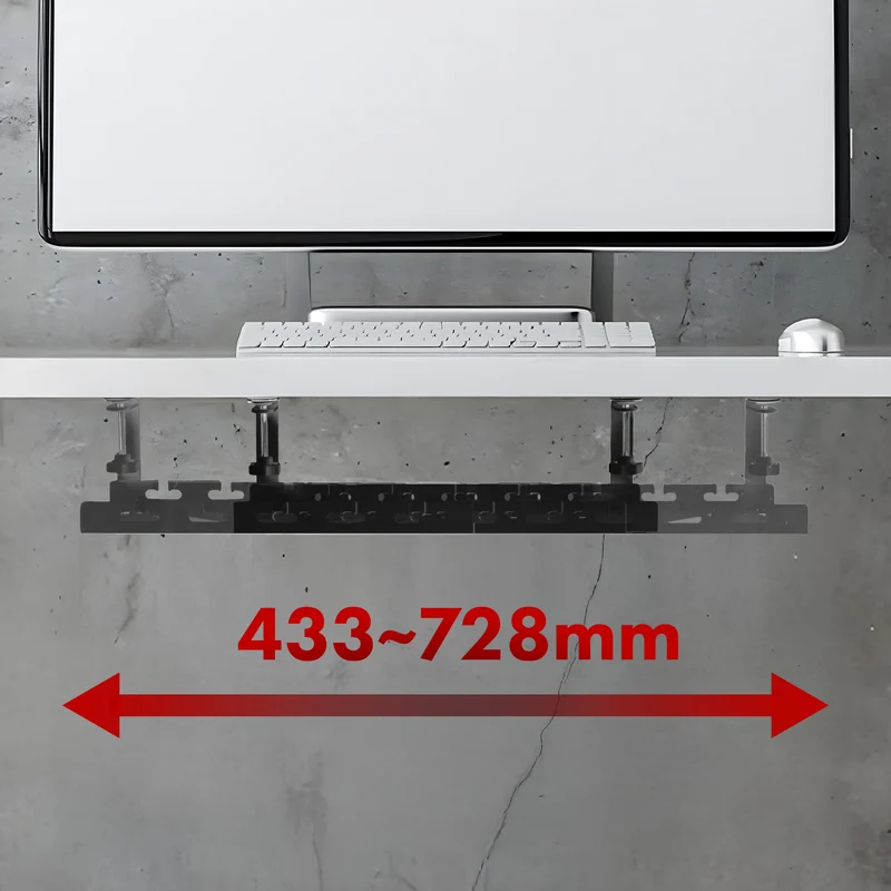Maclean under-desk cable organizer, max. load 5kg, max. 728mm, black, MC-103 B