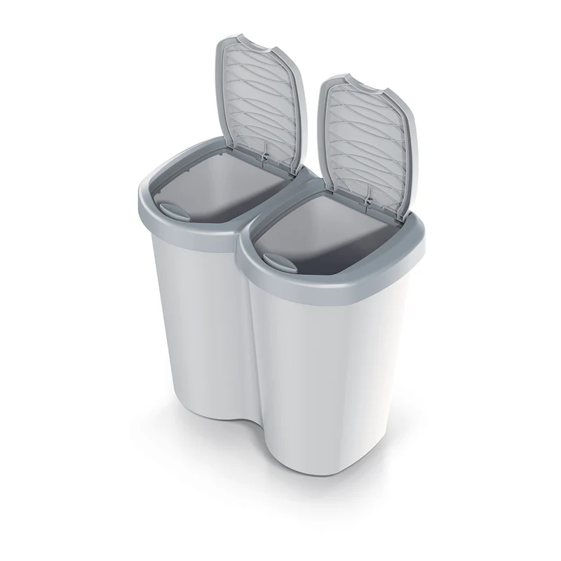 Compacta B Duo trash garbage can, gray/ash, 40L capacity, one compartment, two lids, wall-mounted version, NDBS40-429U_427C