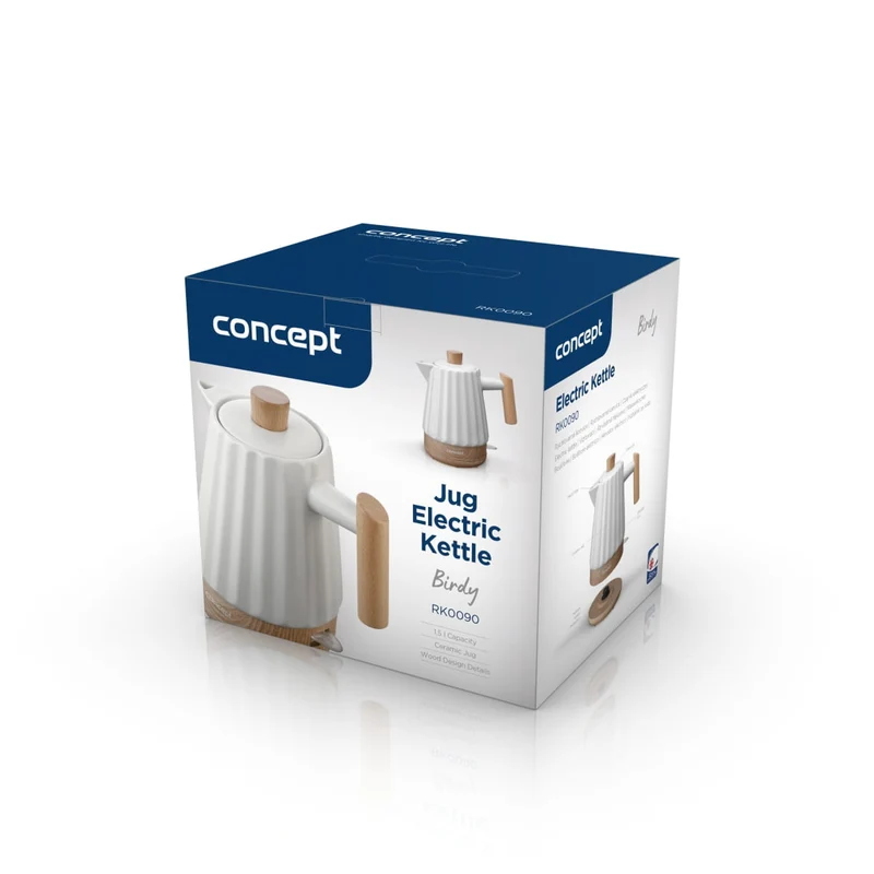 Concept electric kettle, ceramic, 1500W, 1.5L, white, RK0090