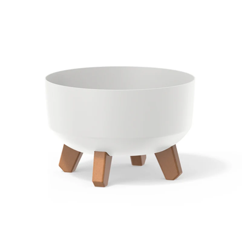 Prosperplast Gracia Low Flowerpot with Removable Legs Incl. Insert for Indoor and Outdoor Use Planter Round Plastic UV-resistant (235mm, White) ...