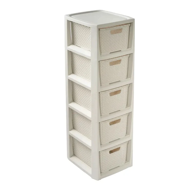 Bookcase dresser cabinet with 5 baskets BranQ antique white