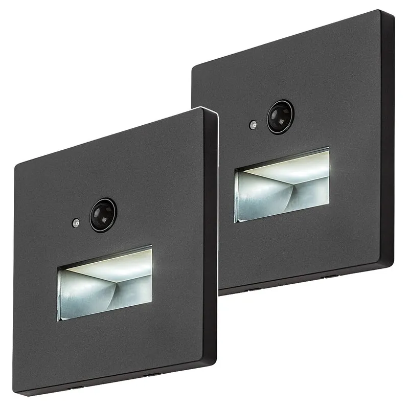 Lunca 1W LED Light, IP20, Black, 3000, 4500, 6500 K, Motion Sensor, Light Sensor, 77197, 2 pieces