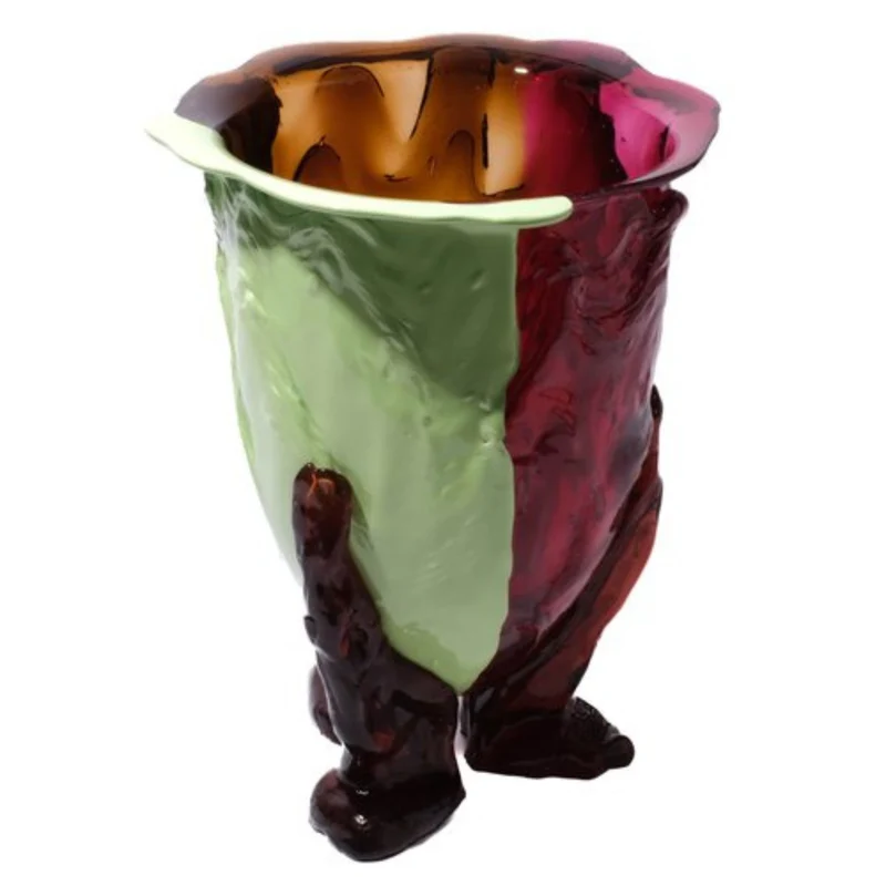 Resin Vase AMAZONIA Matt Mint, Clear Brown, Fuchsia and Pink by Gaetano Pesce for Fish Design