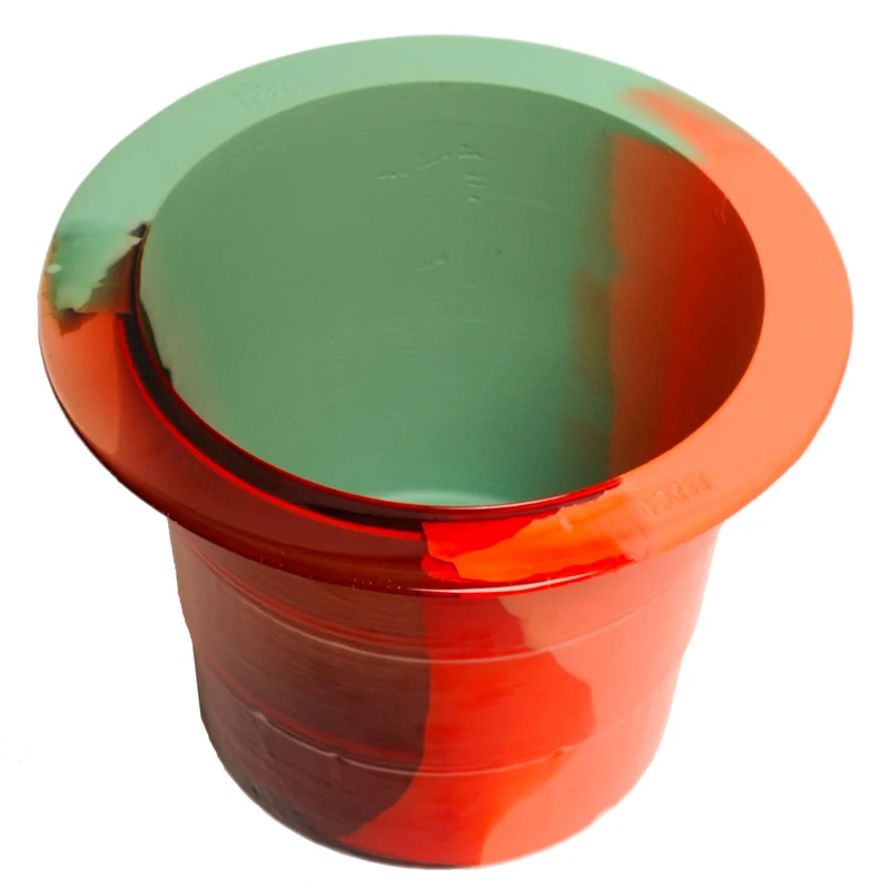 Resin Vase BABEL ICE BUCKET Clear Pink, Matt Dark Salmon and Mint by Gaetano Pesce for Fish Design