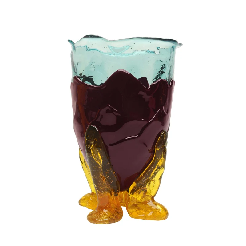 Resin Vase CLEAR EXTRACOLOUR Clear Aqua, Matt Aubergine and Clear Yellow by Gaetano Pesce for Fish Design