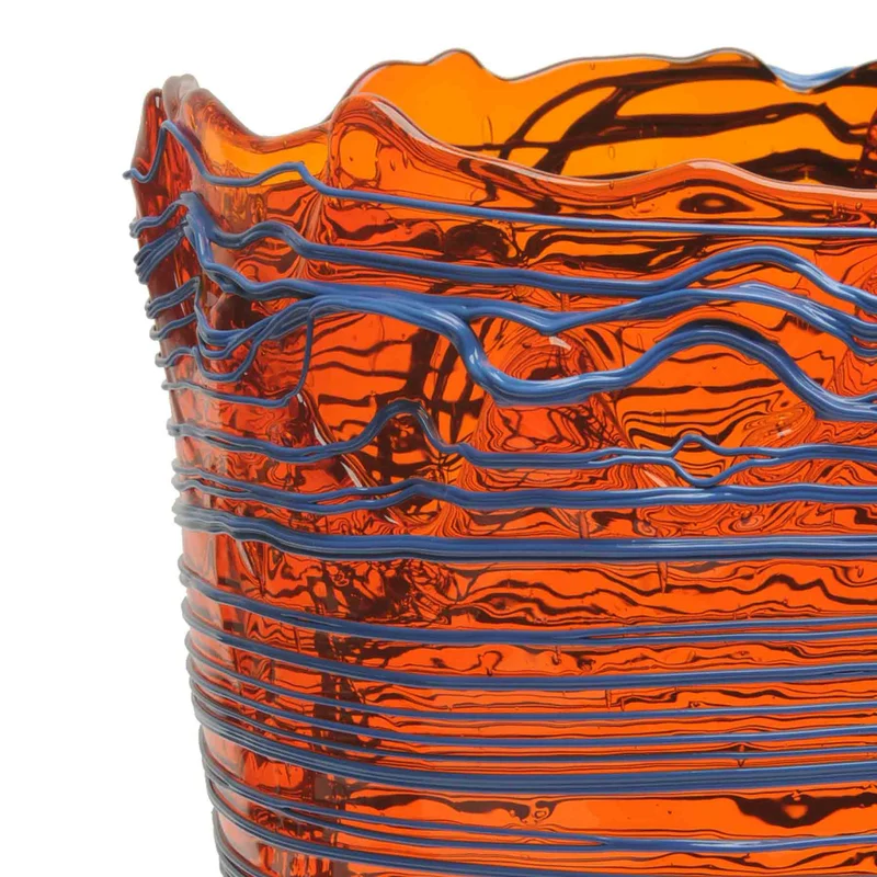 Resin Vase SPAGHETTI Clear Orange and Matt Dark Lavender by Gaetano Pesce for Fish Design