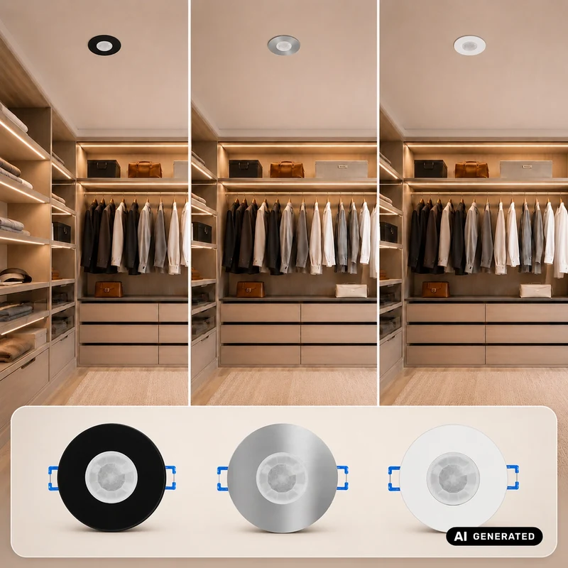 Maclean PIR Motion Sensor, Flush-Mount, 8 m Range, 600 W/1200 W, 220–240 V AC, 50/60 Hz, MCE821