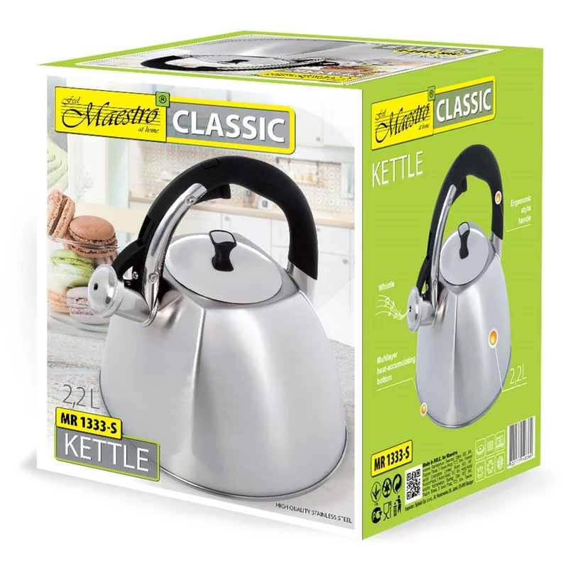 Kettle Lid Whistle 2.2L Stainless Steel Induction Gas Electric Vitroceramic All Cookers