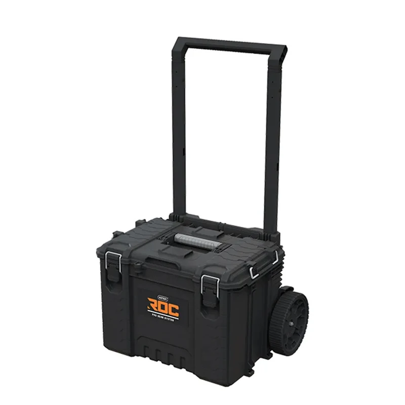 Set of 3 Keter ROC Pro Gear 2.0 tool chests, total capacity 110L, IP65 protection, removable telescoping handle, padlockable, 256982