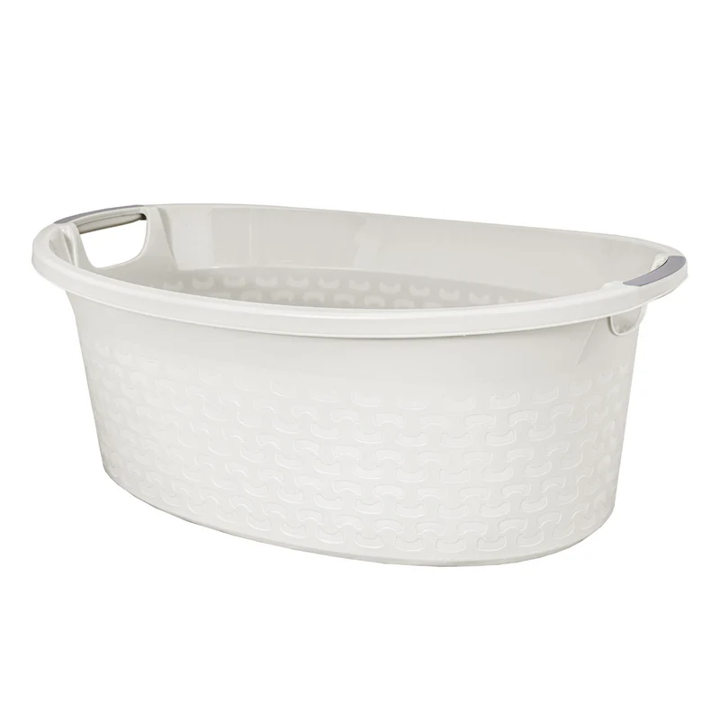 BranQ Cotton 60l Oval Laundry Bowl Laundry Basket Color Antique White