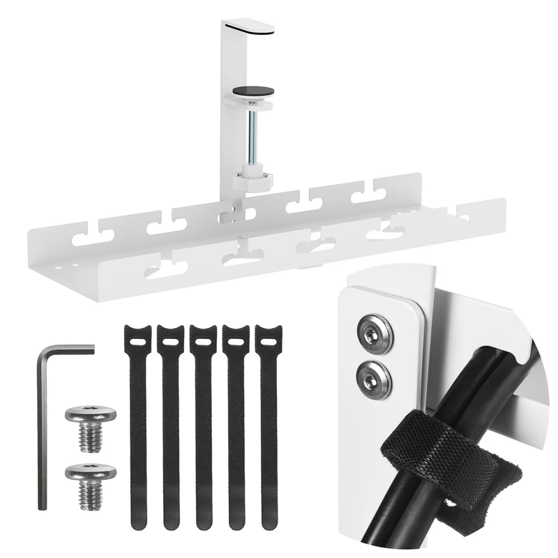 Maclean under-desk cable organizer, max. load 5kg, white, MC-105 W