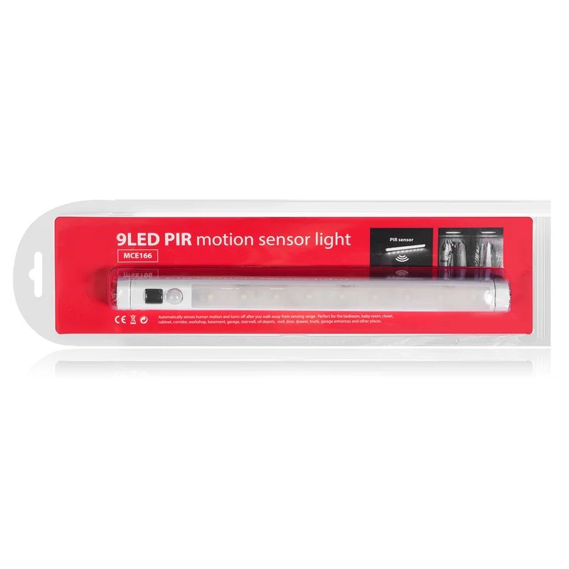 Maclean LED kitchen lamp, under-cabinet 9 SMD, battery operated, PIR sensor on/off, MCE166 + 3x Varta Industrial LR6/AA R-06 batteries