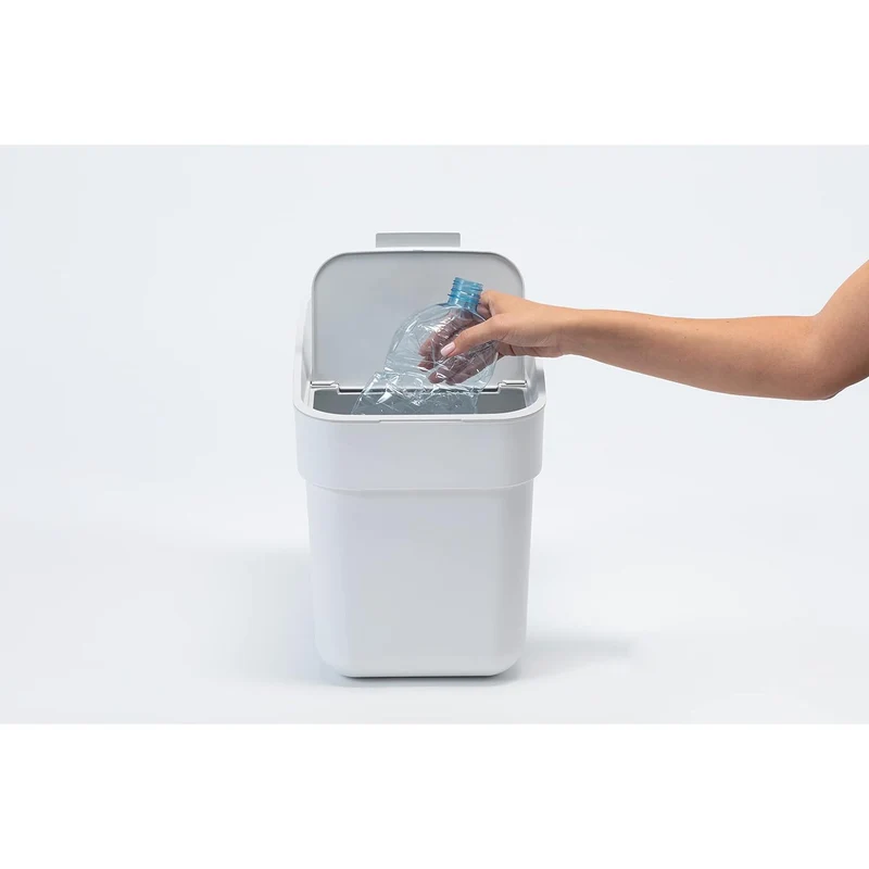 Curver Ready to Collect Sorting Waste Bin 20L White Garbage Can Stackable Recycling Segregation Ergonomic Handle