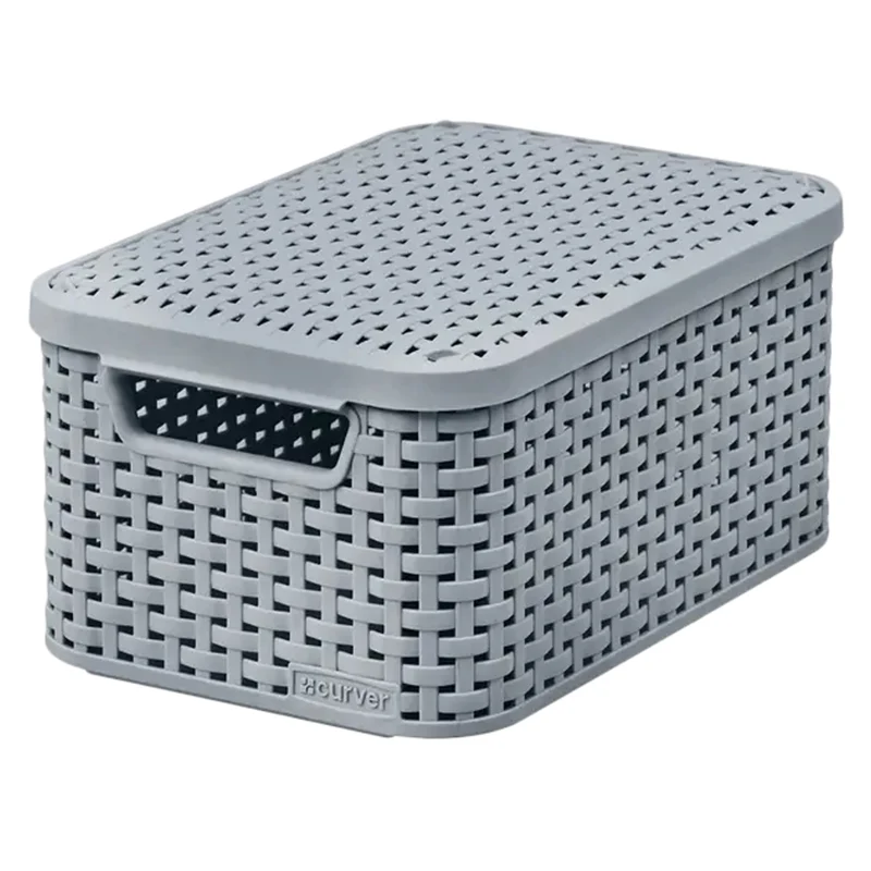 Curver basket with lid, multipurpose, 6 liters, light gray, Style S