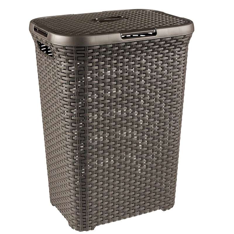 Curver laundry basket, openwork design, 60L, dark brown, Natural Style