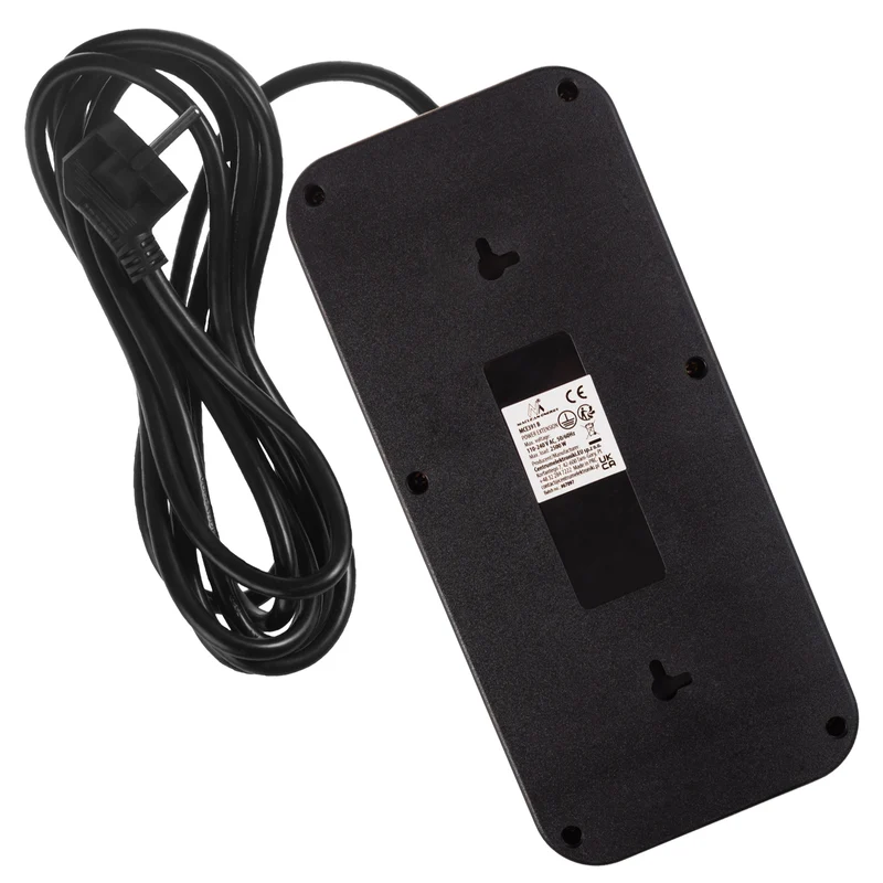Maclean power strip, 6 socket extension + 4xUSB, 110-240V AC 50/60Hz, 2.1A max 2500W, 3m, black, MCE391 B