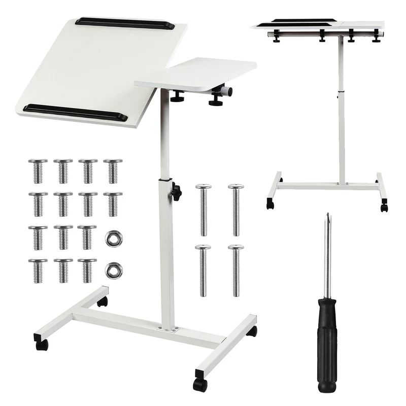 Maclean mobile desk/laptop stand, white, height adjustment 59-89cm, max. 30kg , MC-121 W