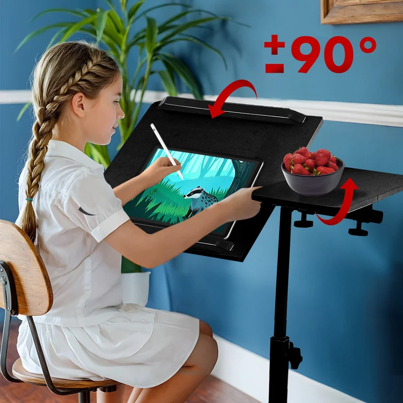 Maclean mobile desk/laptop stand, white, height adjustment 59-89cm, max. 30kg , MC-121 B