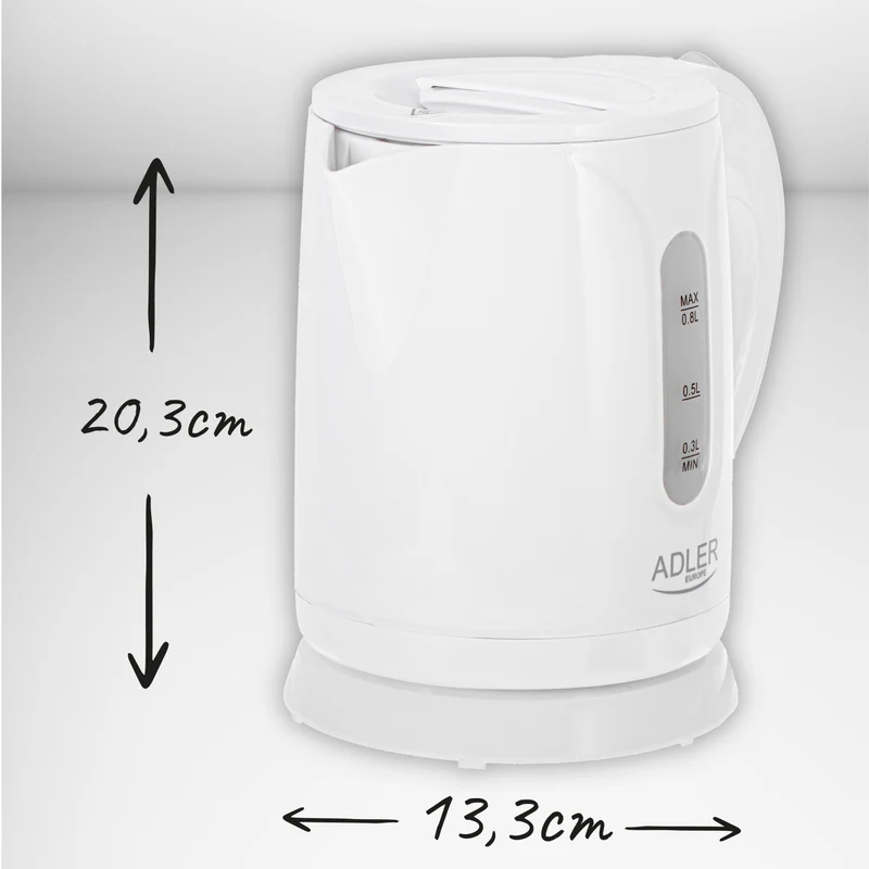 Adler cordless electric kettle, capacity 0.8L, power 850W, AD1371