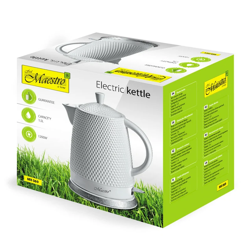 Maestro MR069 Ceramic Kettle 1.5l Electric Jug 1200W EU Plug