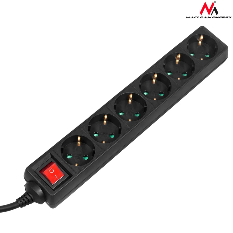 Maclean Energy MCE195G - Socket box 6-way 5m Black
