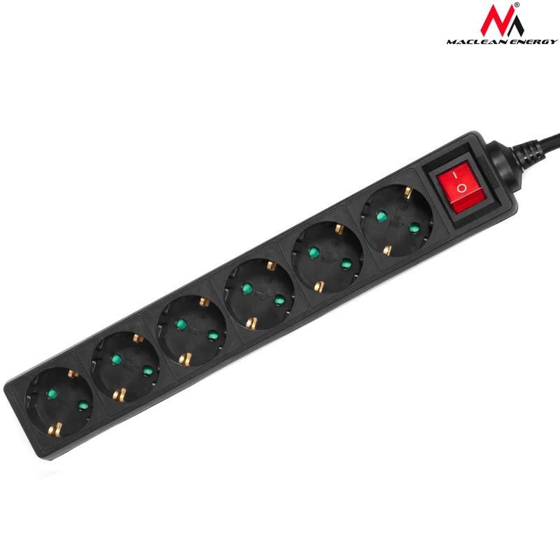 Maclean Energy MCE195G - Socket box 6-way 5m Black