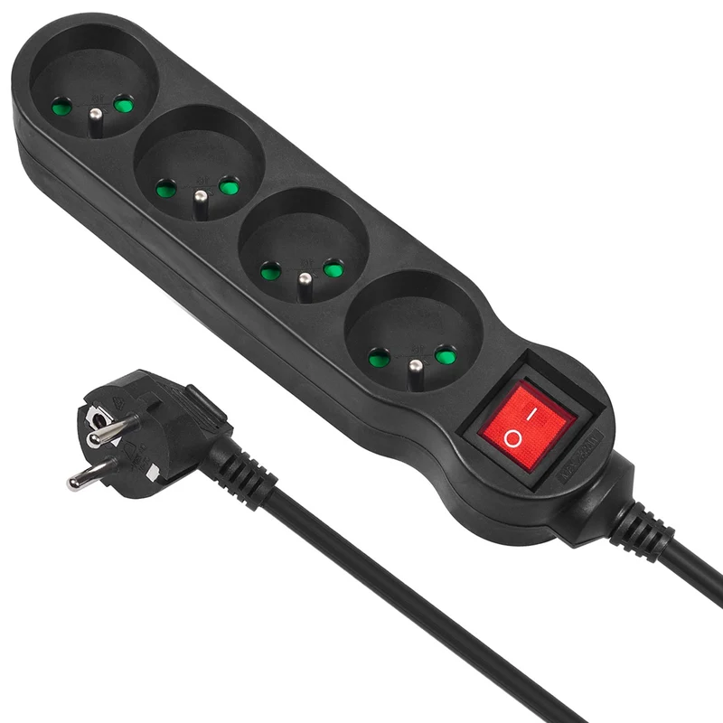 Maclean Energy MCE181 extension power strip 4 sockets with switch