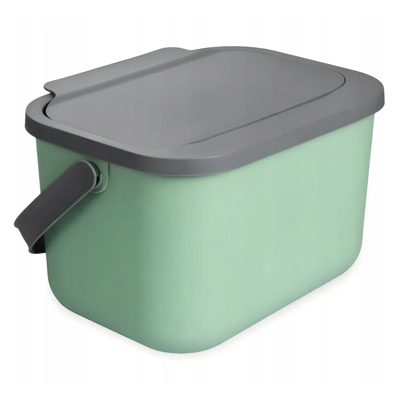 6-liter green-gray Bini Practic bio-waste bin + 5 Practic carbon filters