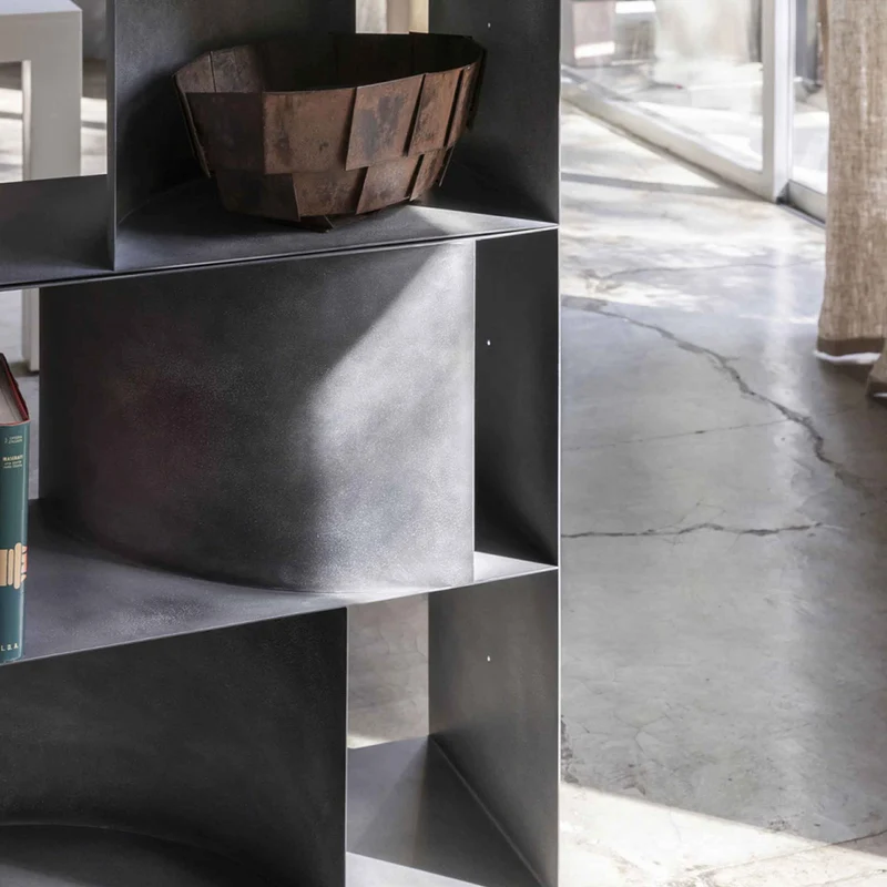 Double Sided Metal Floor Standing Bookcase JUDD BASE by Alessandro Di Prisco for Mogg