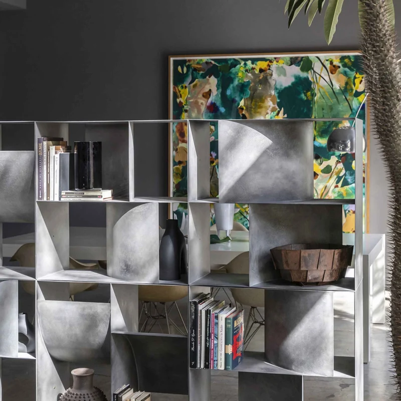 Double Sided Metal Floor Standing Bookcase JUDD BASE by Alessandro Di Prisco for Mogg