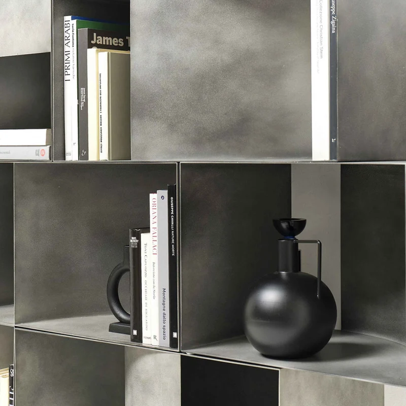 Double Sided Metal Floor Standing Bookcase JUDD BASE by Alessandro Di Prisco for Mogg