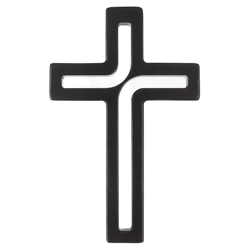 Wooden symbol hanging cross modern black 25x16x1.6 cm