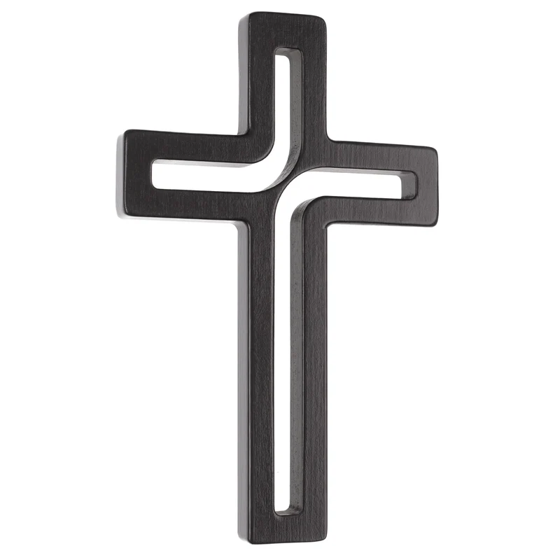 Wooden symbol hanging cross modern black 25x16x1.6 cm