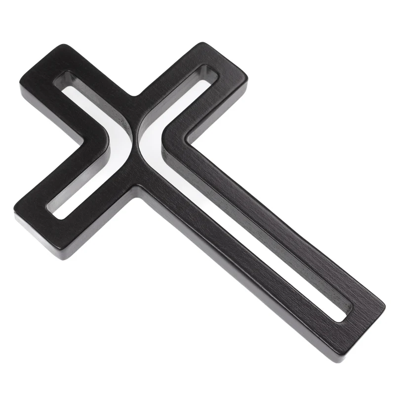 Wooden symbol hanging cross modern black 25x16x1.6 cm