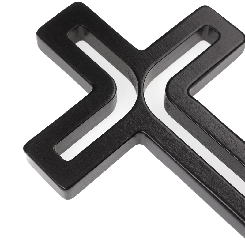 Wooden symbol hanging cross modern black 25x16x1.6 cm