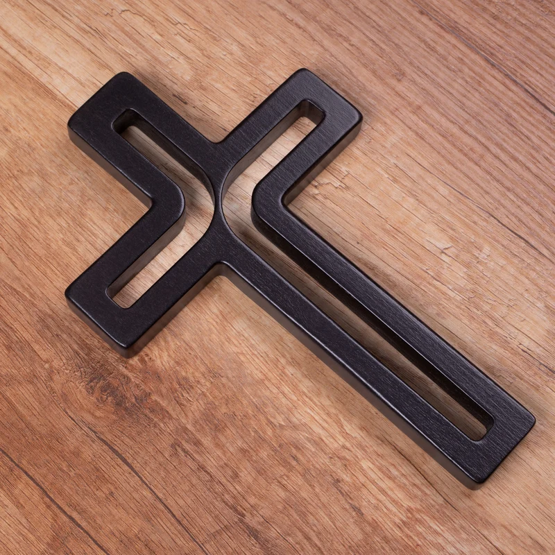 Wooden symbol hanging cross modern black 25x16x1.6 cm