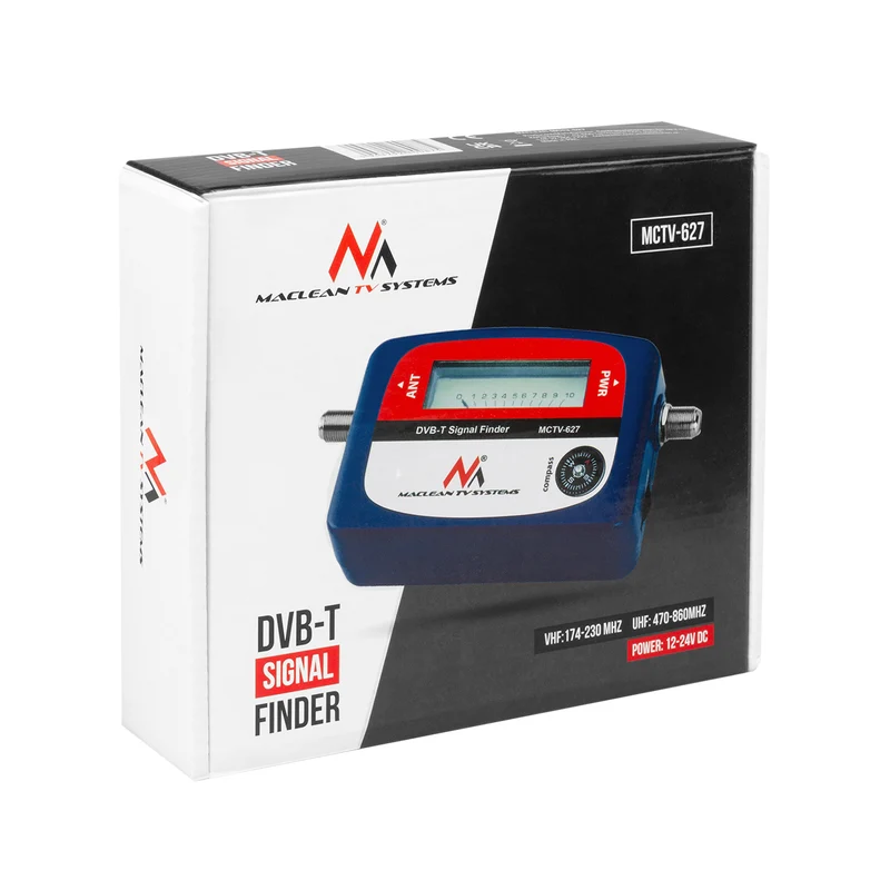 Maclean DVB-T TV meter, case, cable 25 cm F-F, MCTV-627 + 10x AA Varta Industrial battery