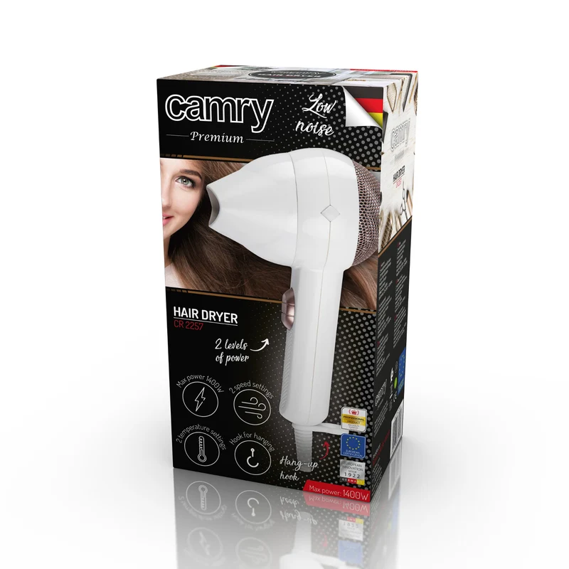Camry CR 2257 Travel Hair Dryer 2 Power Levels lightweight Tourist Handy 1400W