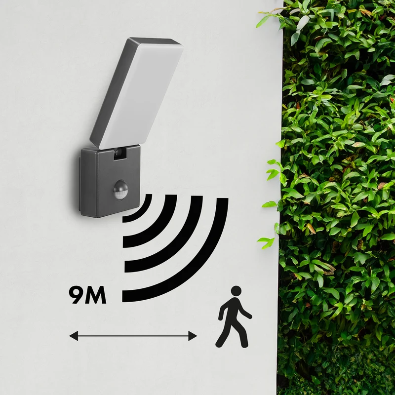 Maclean LED Light with Motion Sensor, PIR Motion Sensor, Gray, 10W, IP65, 800 lm, Neutral White (4000K) MCE516 GR, 2 pieces