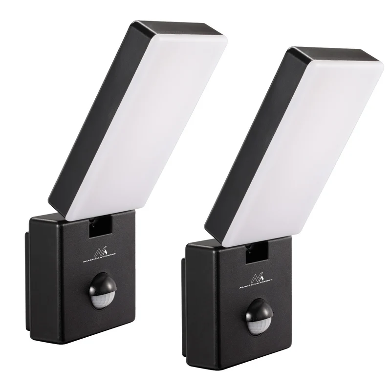 Maclean LED Light with Motion Sensor, PIR Motion Sensor, Black, 10W, IP65, 800 lm, Neutral White (4000K) MCE516 B, 2 pieces