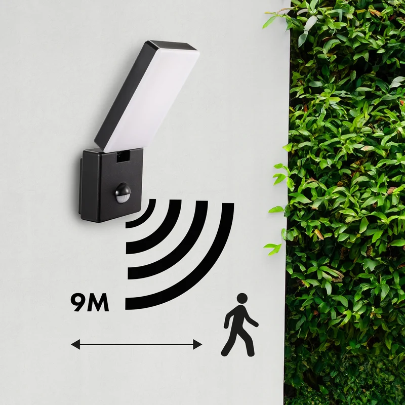 Maclean LED Light with Motion Sensor, PIR Motion Sensor, Black, 10W, IP65, 800 lm, Neutral White (4000K) MCE516 B, 2 pieces