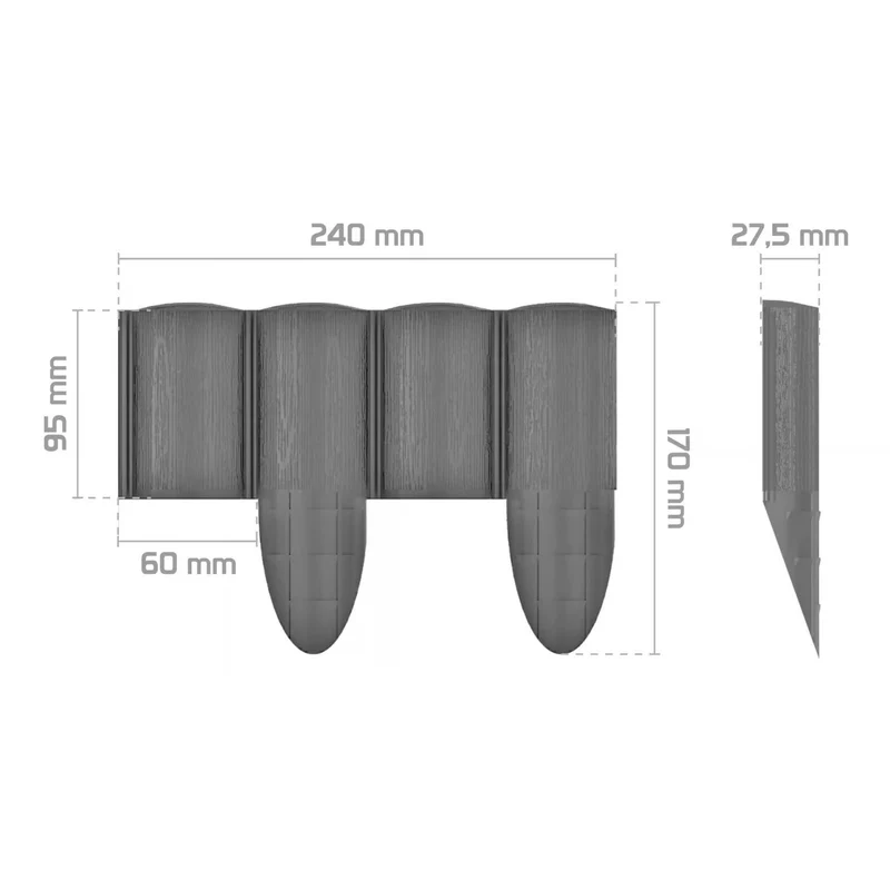 Cellfast Garden Fence, wood-grain finish, frost-resistant, 21.6 m long, graphite color, 34-054