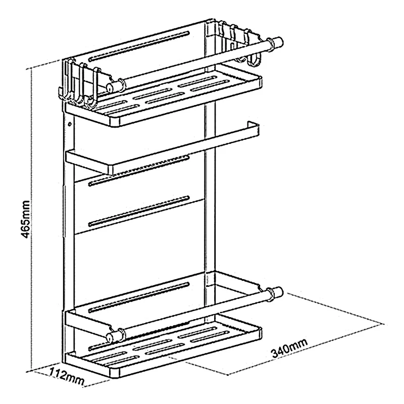 Maclean magnetic shelf for refrigerator / washing machine, black, 12kg max, MC-910, 2 pieces