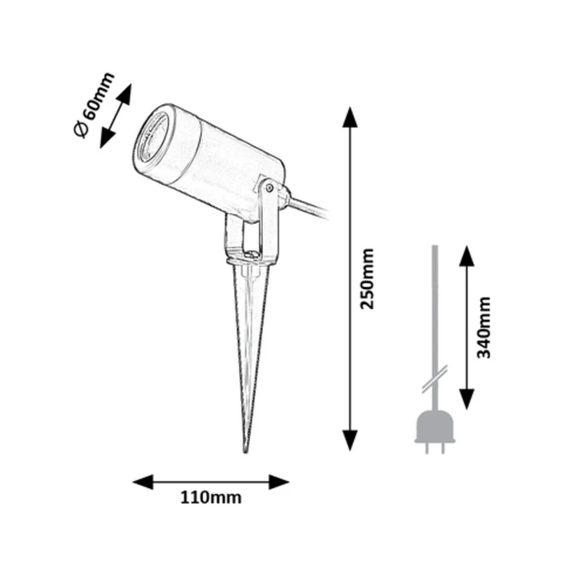 Rabalux Krobia Floor Lamp, IP65, black, GU10 base, max 4W, 7814, 4 pieces