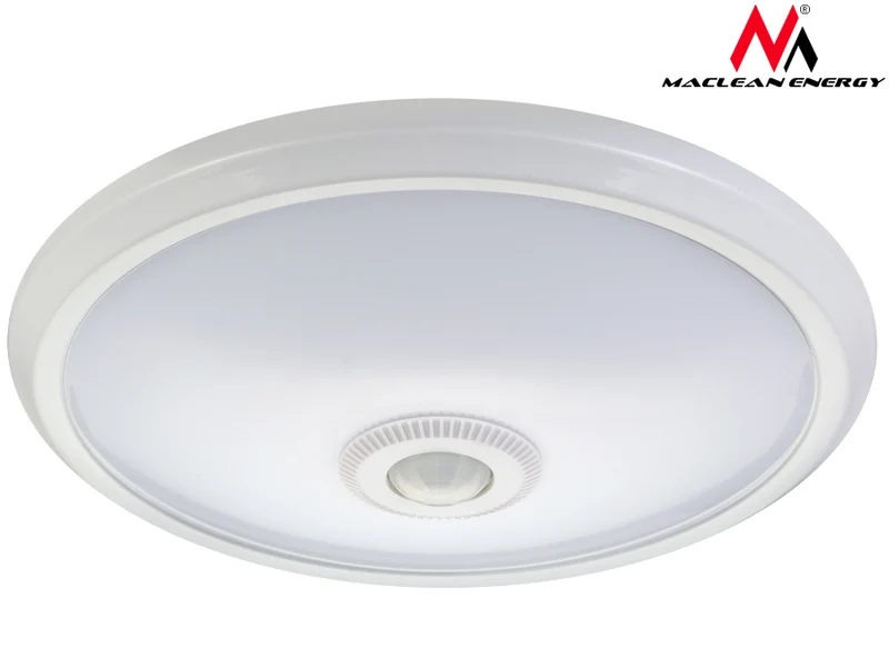 LED 12W ceiling with pir sensor and Maclean Energy MCE131 ACU emergency power supply range 6m