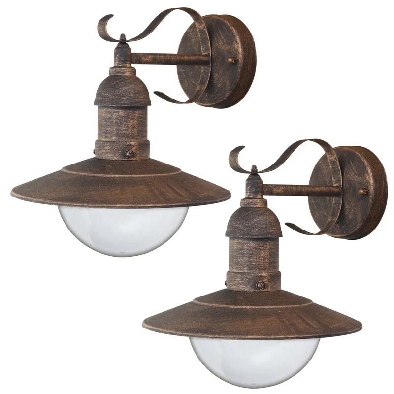 Rabalux Oslo Outdoor Wall Sconce, Gold, E27, max. 60W, IP43, 230 V, 2 pieces