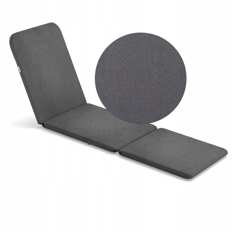 Jaipur Sun Lounger Adjustable Garden Lounge Chair, Graphite + Jaipur Lounge Chair Cushion, Dark Gray, S-500 Fabric, Size 190x60 cm