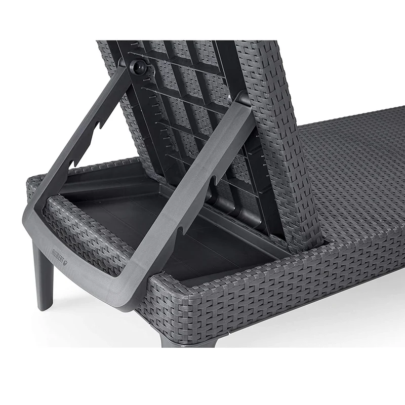 Jaipur Sun Lounger Adjustable Garden Lounge Chair, Graphite + Jaipur Lounge Chair Cushion, Beige, S-550 Melange Fabric, Size 190x60 cm